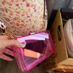 Pink Transparent Plastic Crossbody Bag